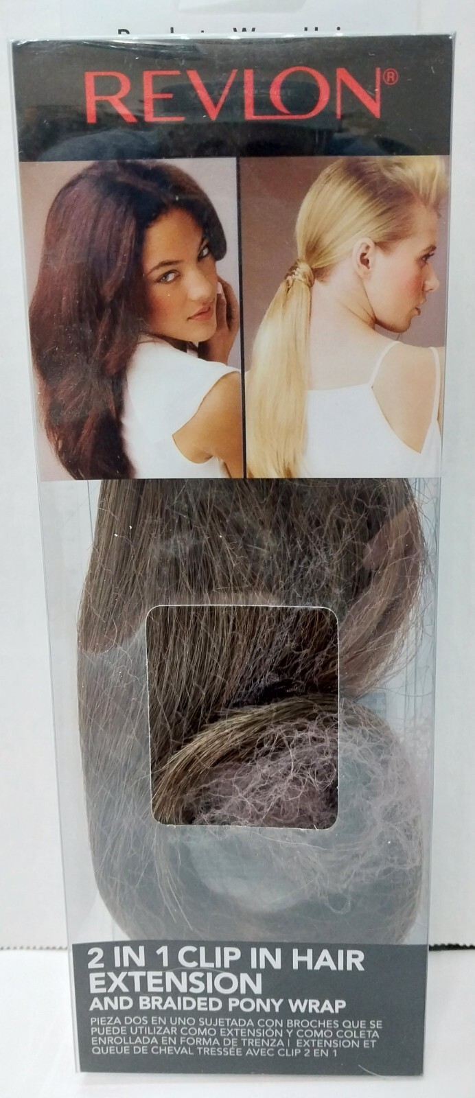 Revlon 2 In 1 Clip In Hair Extension Medium Brown 15″ And Braided Pony Wrap