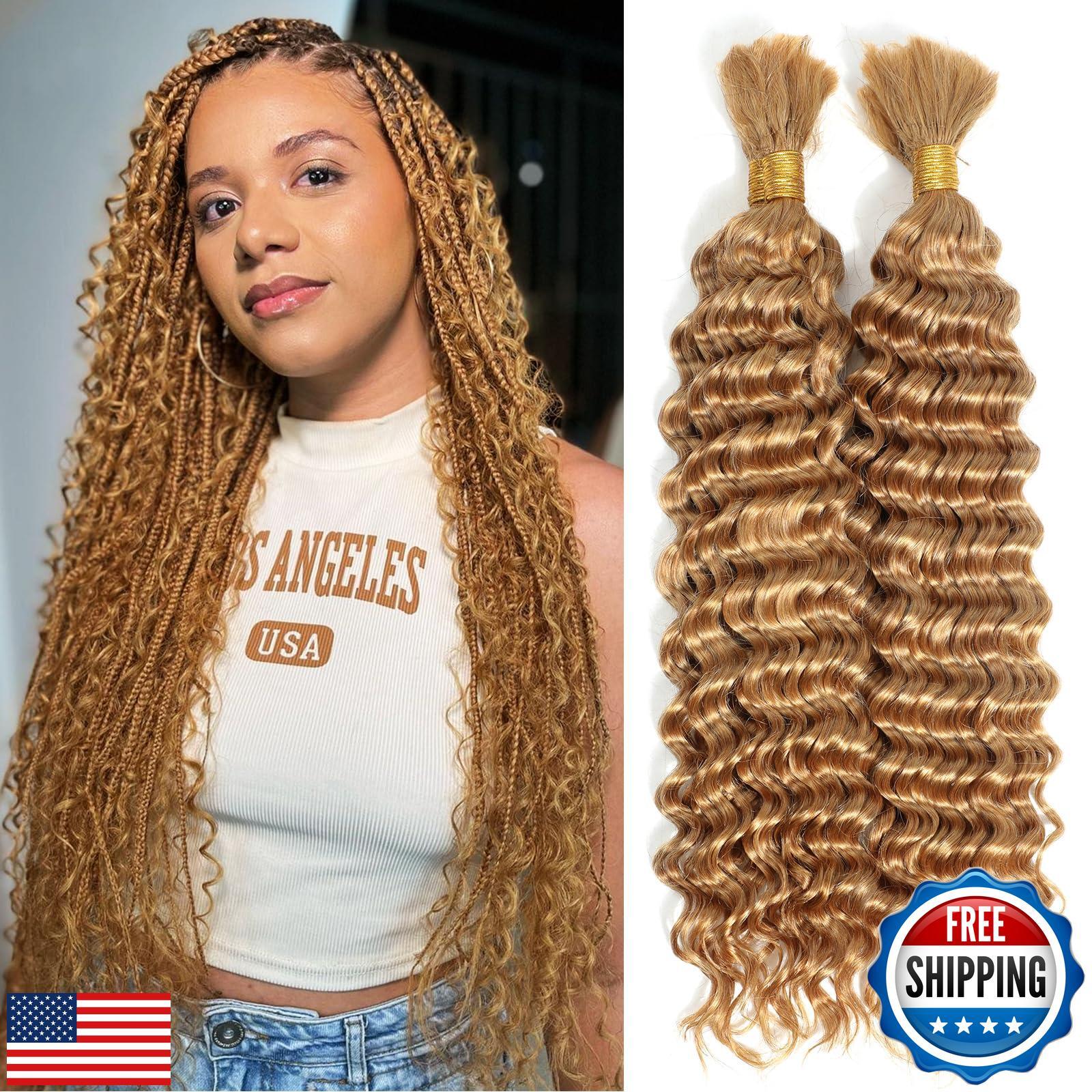 Urbeauty Human Braiding Hair #27 Color, Deep Wave Bulk Human Hair for Micro B