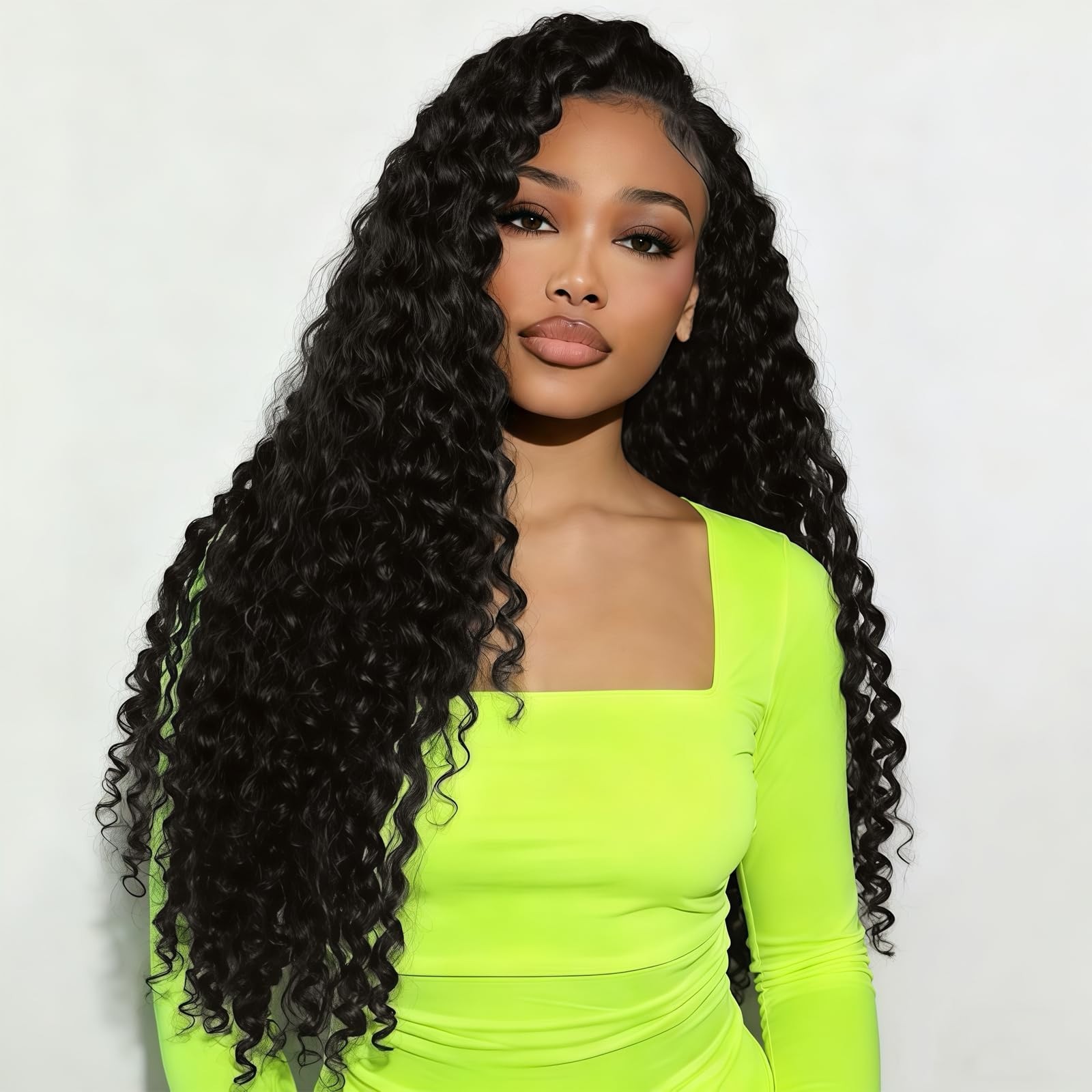 24″ Deep Wave Half Wig – 200% Density Curly Drawstring Headband for Black Women