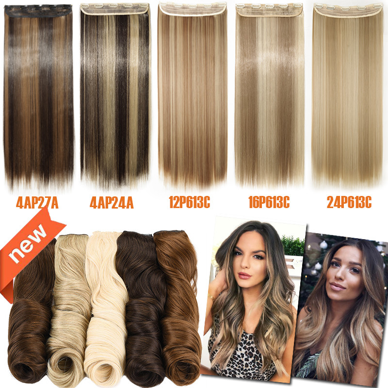 Real Thick Natural Clip in 3/4 Full Head Hair Extensions Extension Soft as human