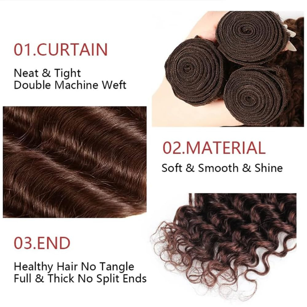 Chocolate Brown Body Wave Human Hair Extensions – 3 Bundles, 26-30