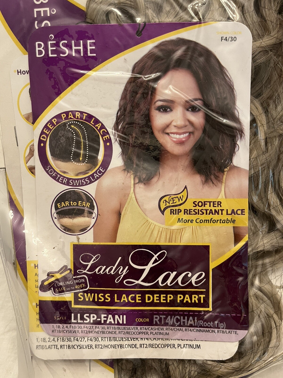 Beshe Lady Lace, Swiss Lace Deep Part, Style: LLSP-FANI Color: RT4/CHAI Root Tip