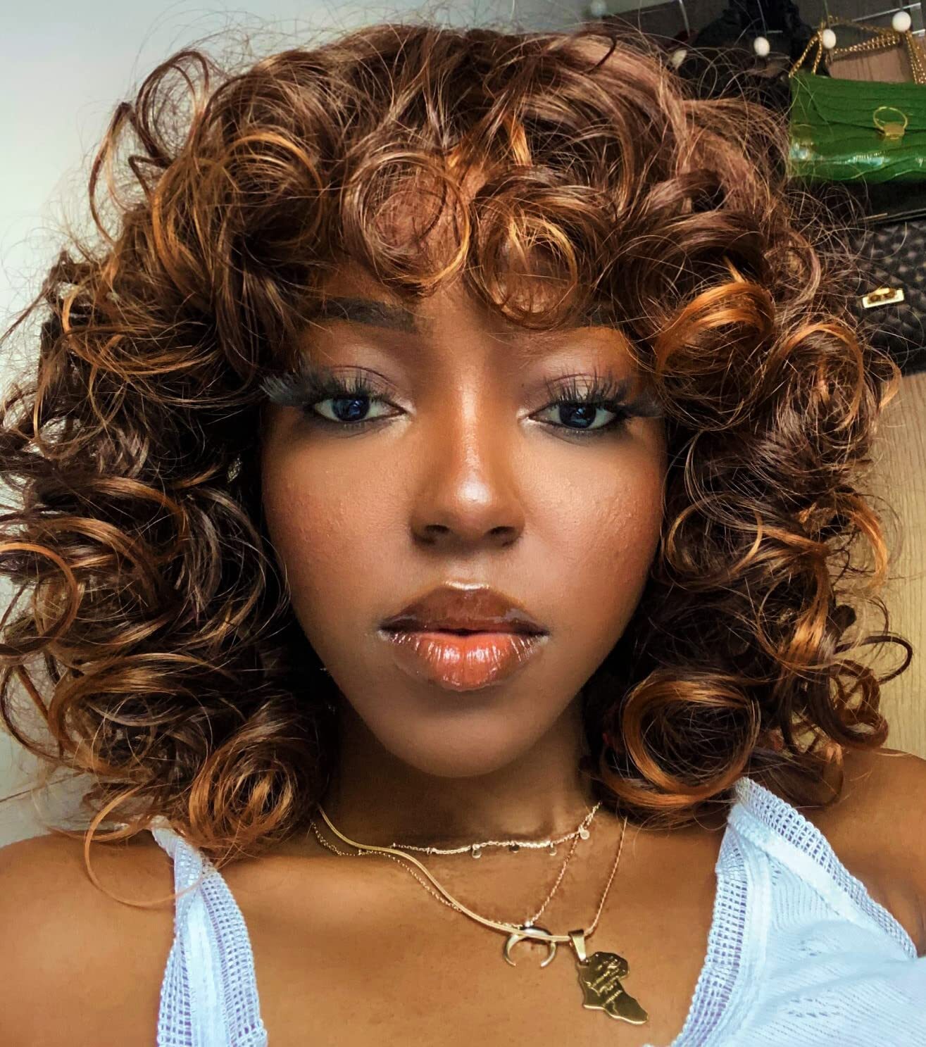 Curly Wigs for Black Women Short Big Curly Kinky Wigs for Women Afro Wavy Mixed
