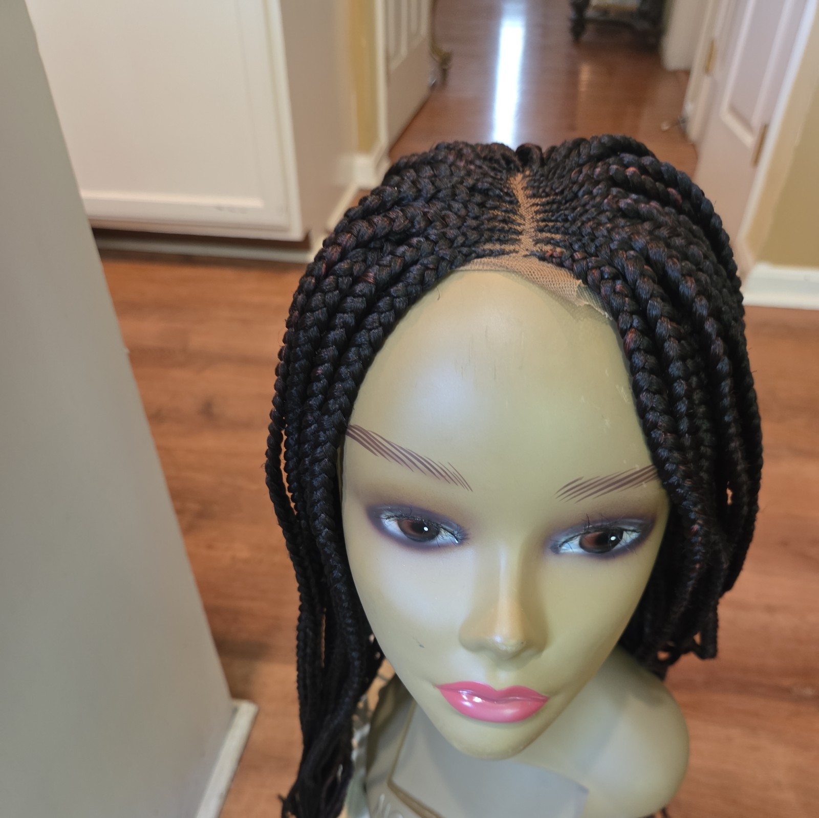Braided Wig For Black Women Cornrow Braids Lace Front Synthetic Fiber