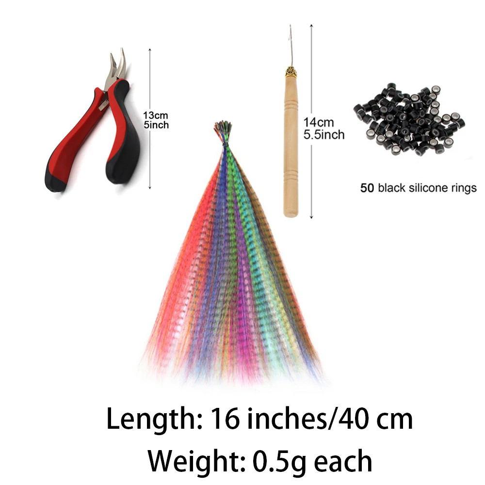 Heat Resistant Synthetic I-Tip Faux Feather Hair Extensions Pack For Women