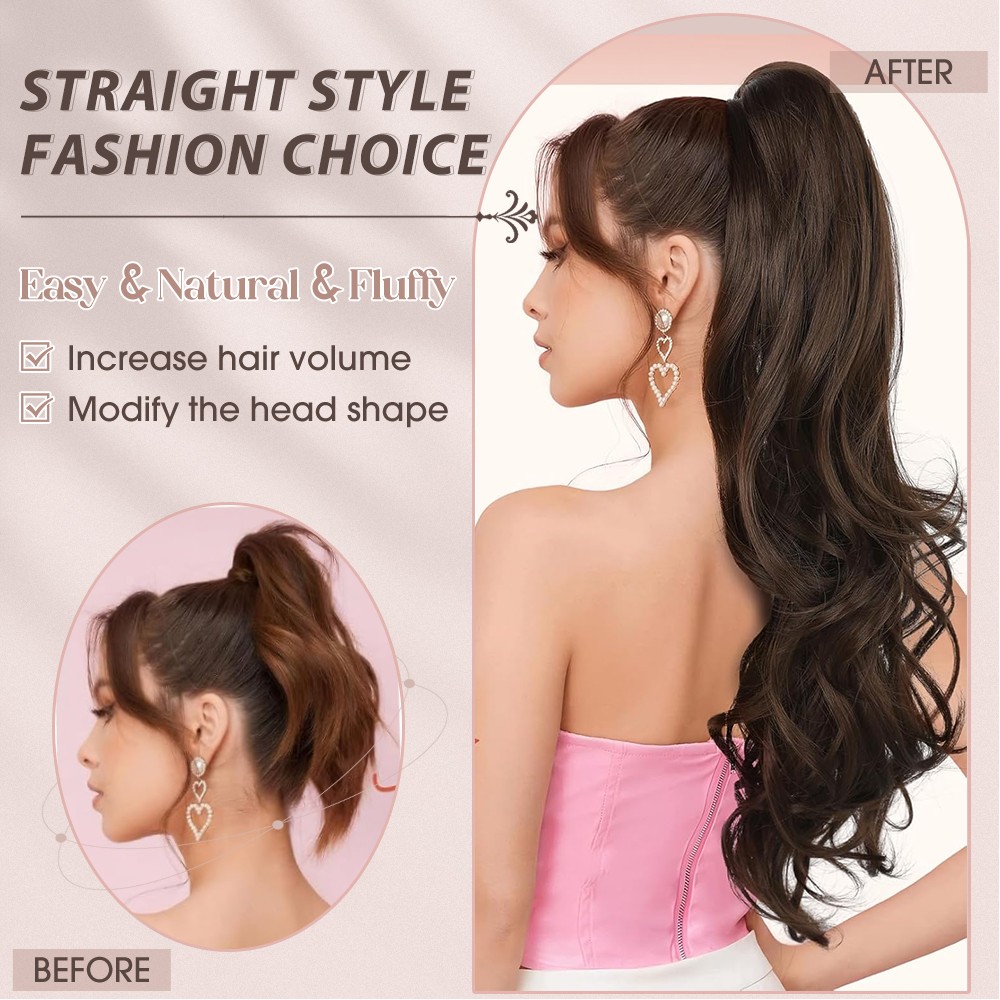 30″ Long Thick Claw Ponytail Clip In Pony Tail Hair Extension As Human Women