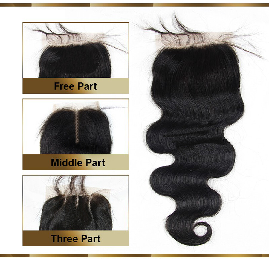 Body Wave Lace Closure 100% Virgin Remy Human Hair – 3 styles (10″-20″)