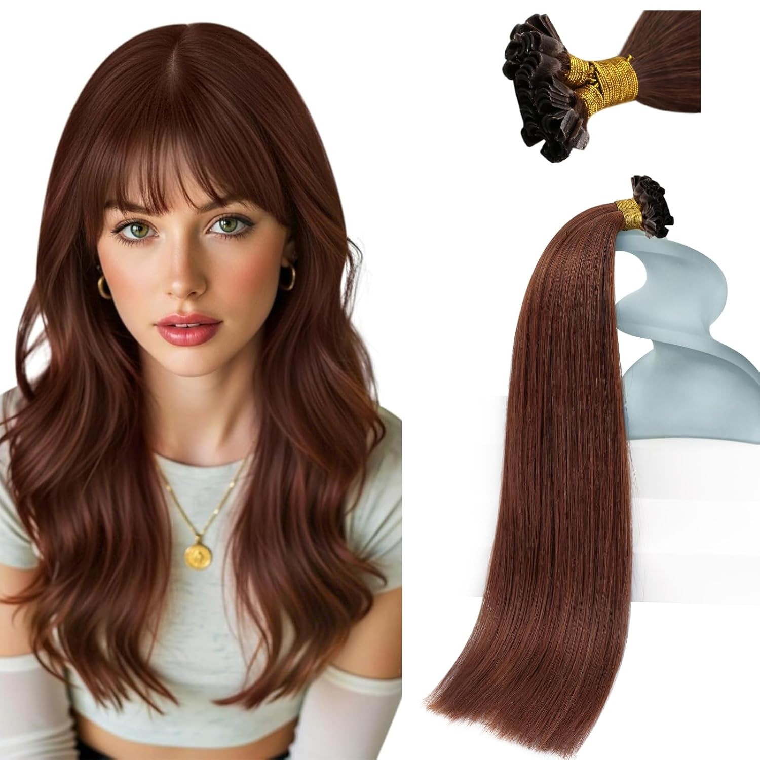 Sunny Hair U-TIP 18in Auburn Brown/Red Hair Extensions – UT_33_18_50G3