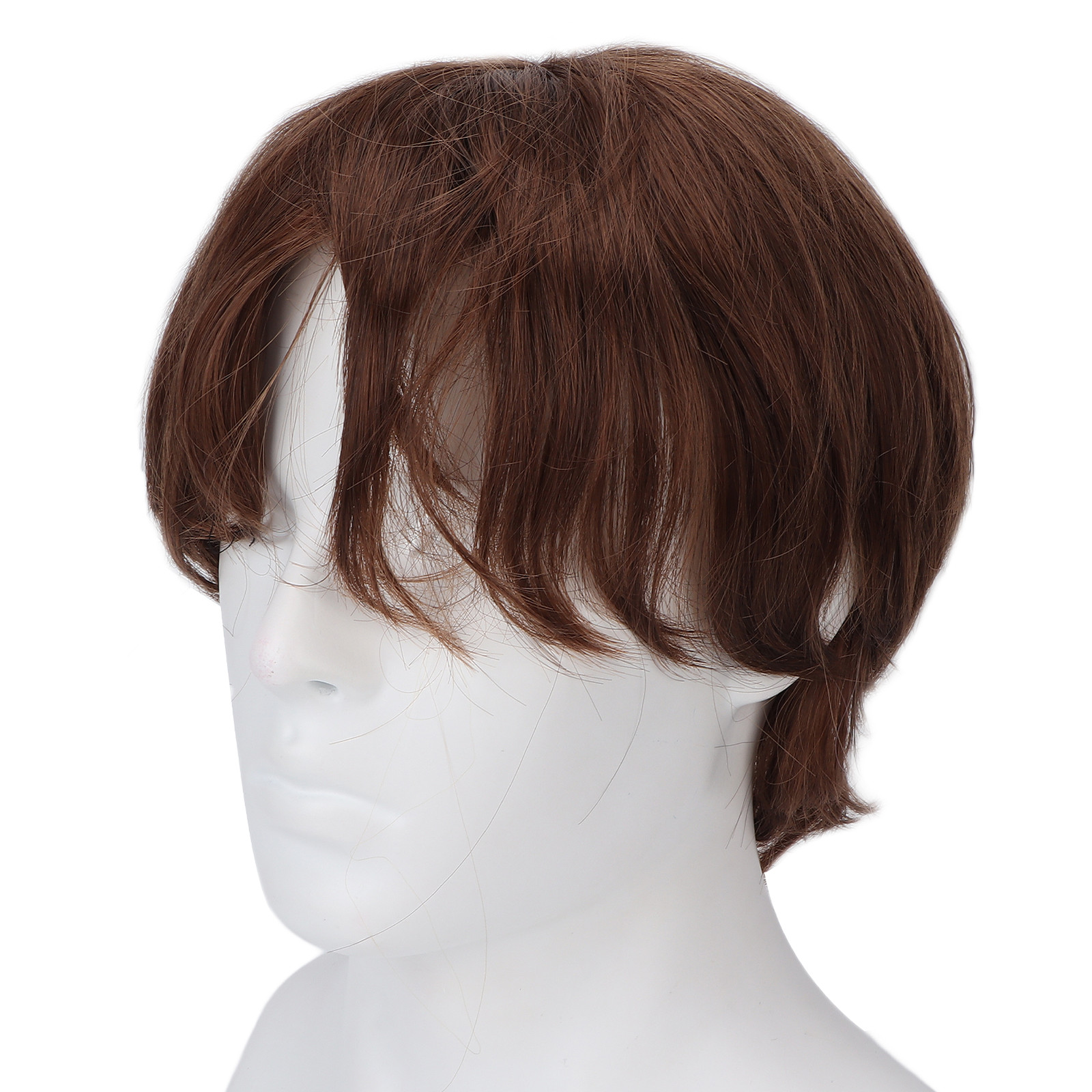Men Short Light Brown Wig Male Short Straight False Hair Full Wig for Halloween