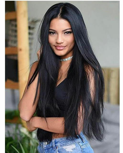 Long Straight Black Wigs Middle Part Black Wig Long Wig for Women Natural Soft