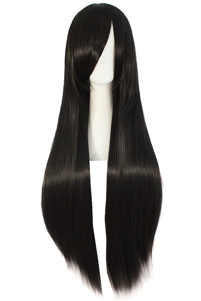 Luxury 80cm Black Straight Wig – High Temperature Fiber Cosplay Essential