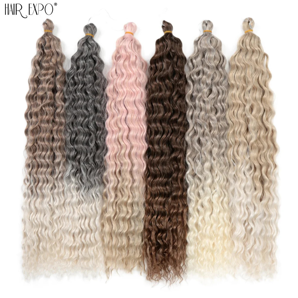 22 Inch Ombre Ariel Curl Crochet Hair Synthetic Deep Wave Braid Hair Extensions