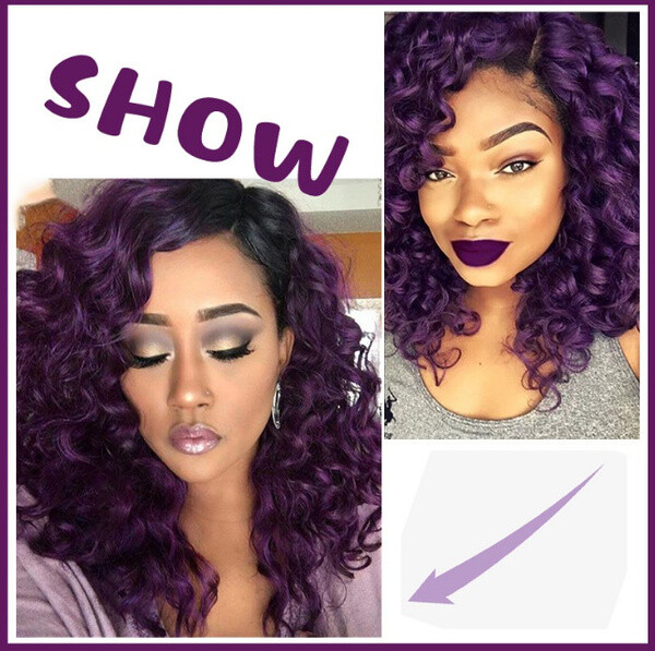 Short Afro Curly Wigs for Black Women Synthetic Natural Ombre Blue Purple Red