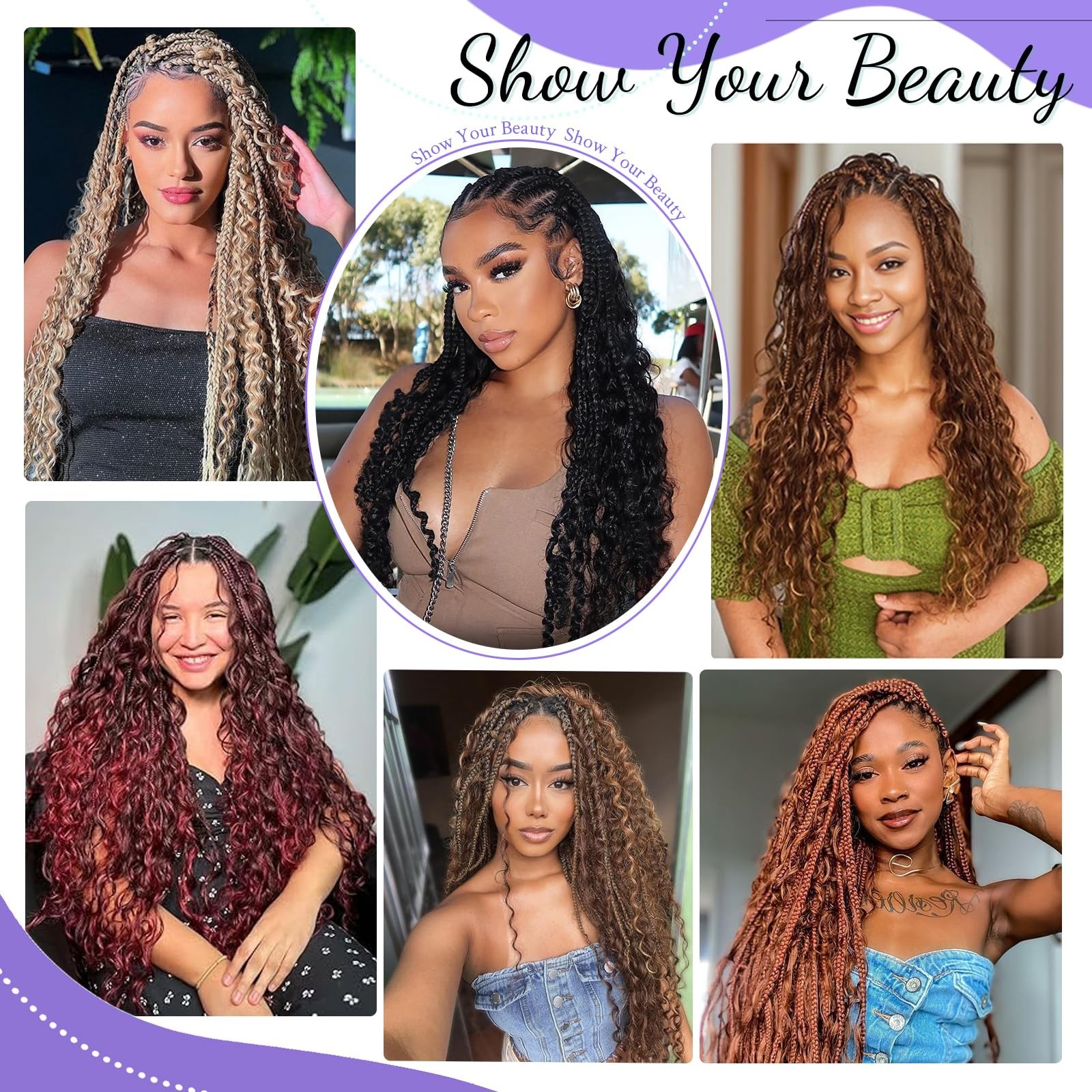 Boho Braids Human Hair 3 Bundles 110g 14″ Deep Wave Curly Knotless Bulk Hair