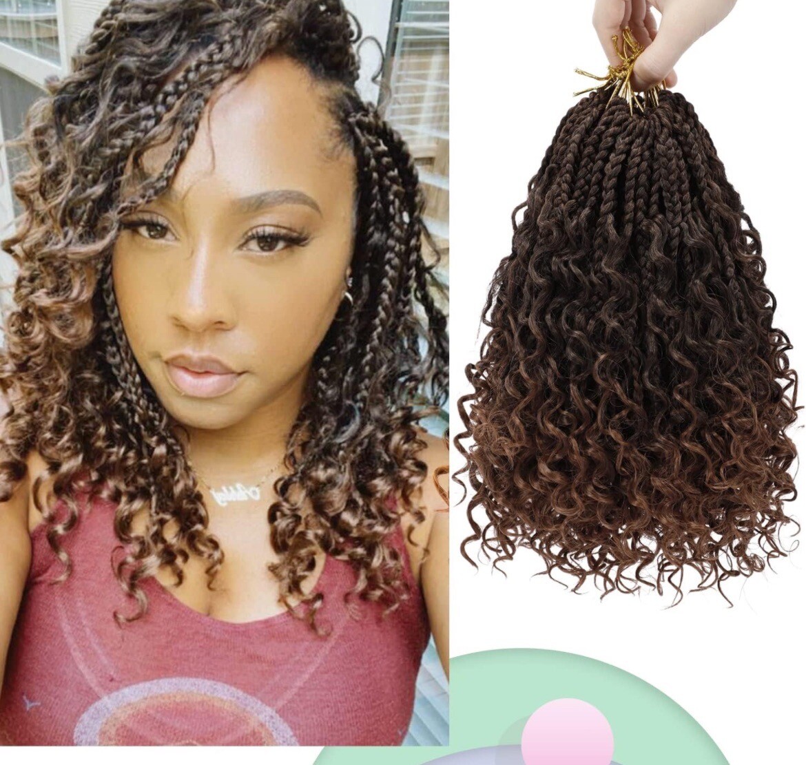 Goddess Box Braids Crochet Hair 10 Inch Bohemian Box Braids Crochet Hair 1b/30#