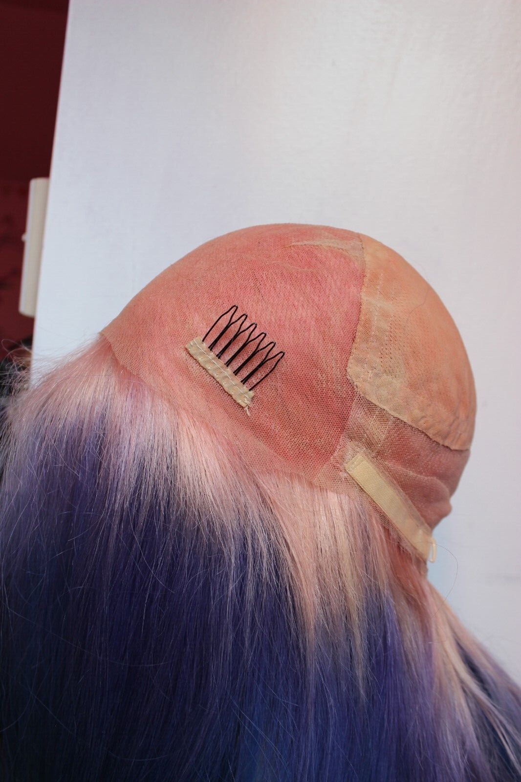 colorful lace front full lace human hair wig pink blue purple size medium