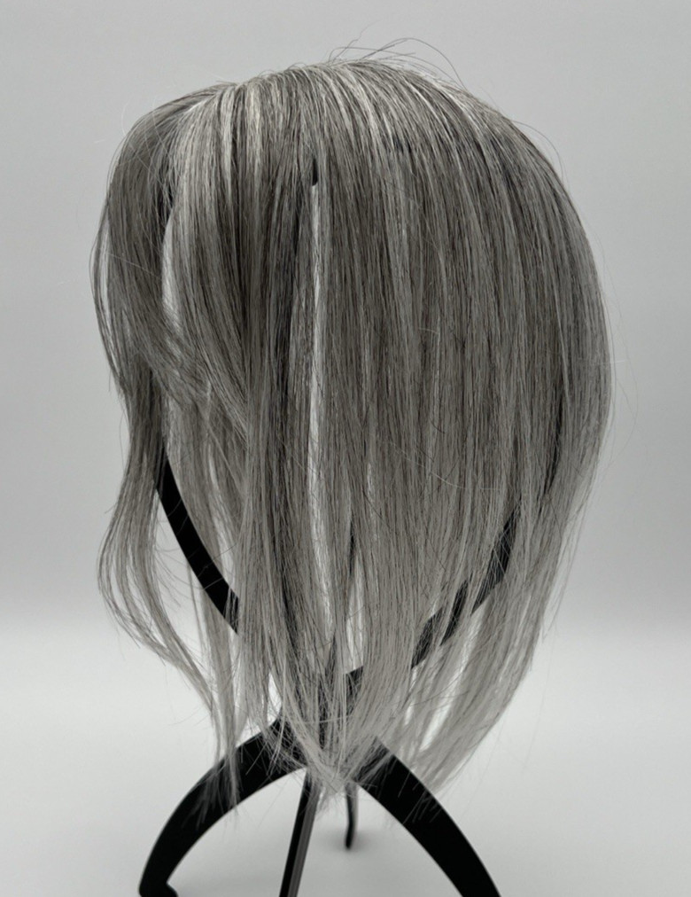 Light Gray Black Strands 10in 100% Human Women Hair Topper