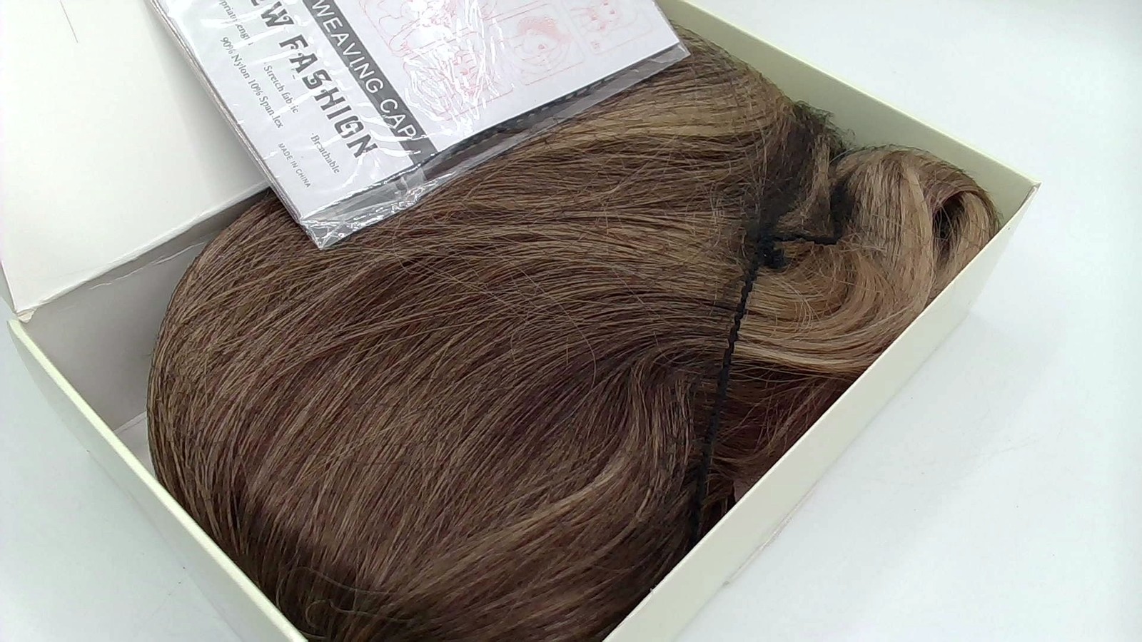 21.65in Beige YVHR High Temperature Fiber Hair Wigs With Bangs 100% Density