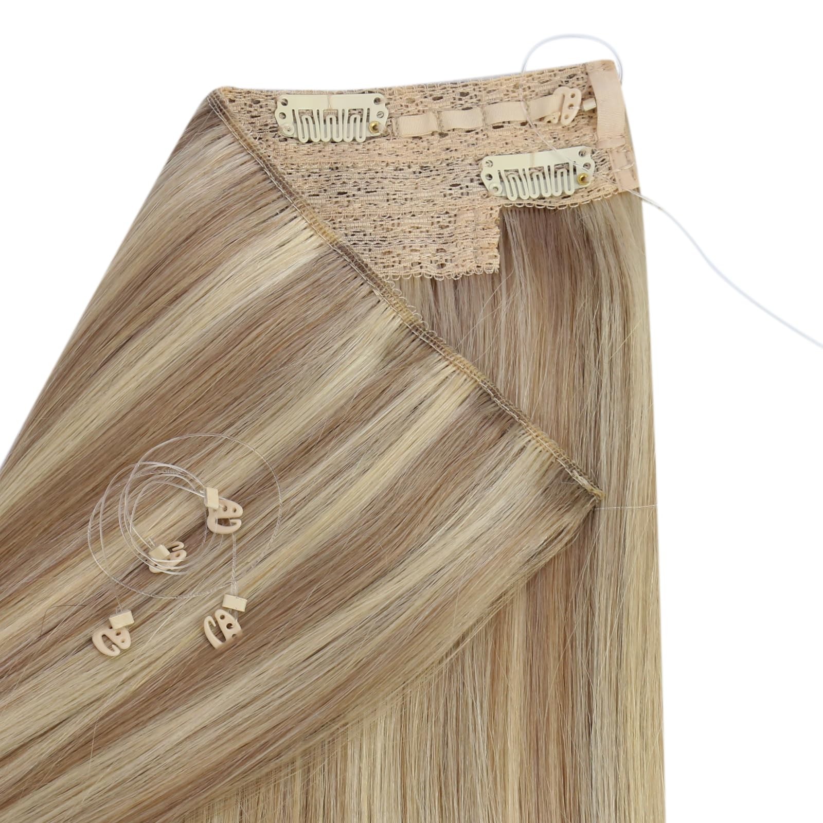 Ugeat Wire Hair Extensions Highlight Blonde12 Inch 70G Wire Hair Extensions