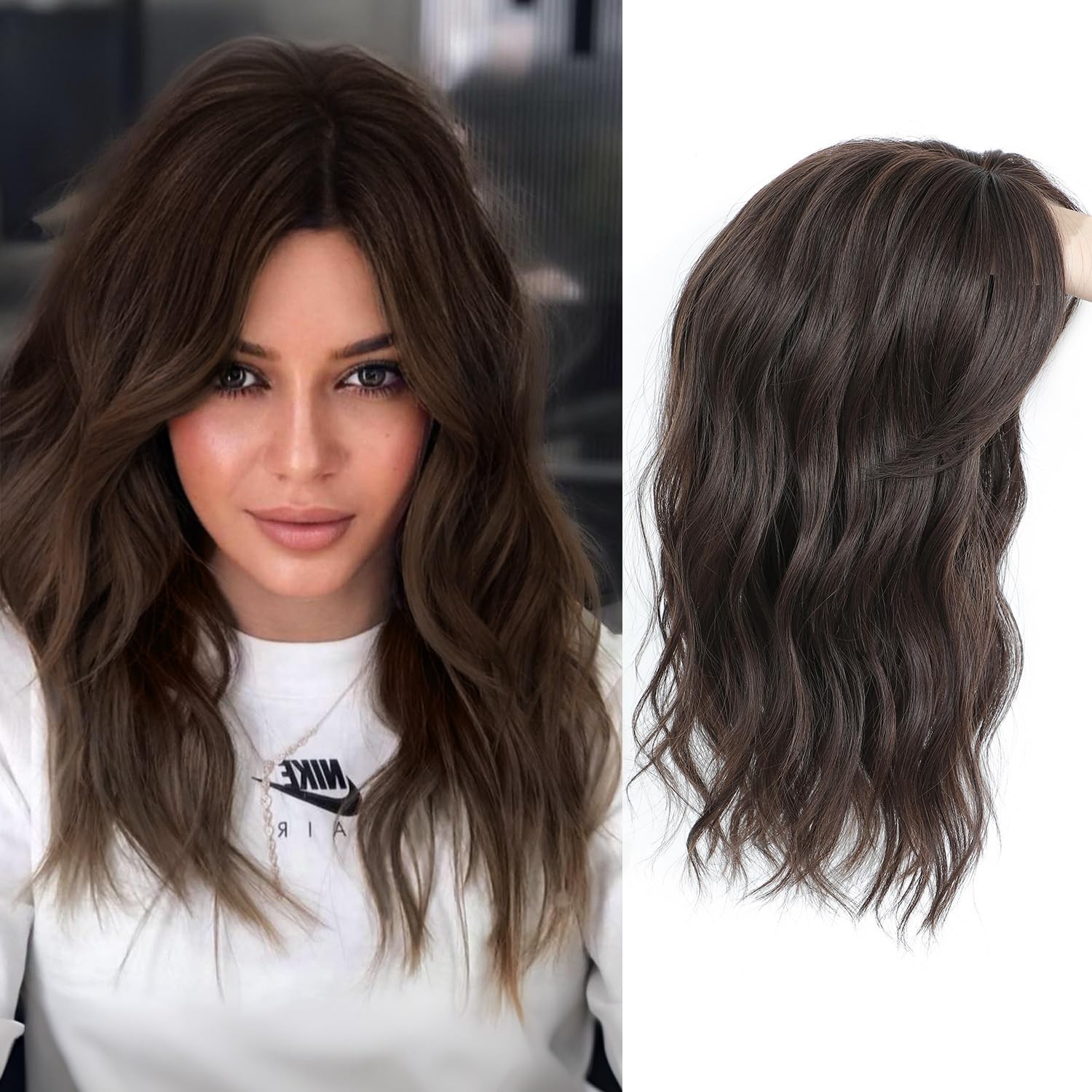 Soft Brown 16in Curly Women Premium Hair Topper