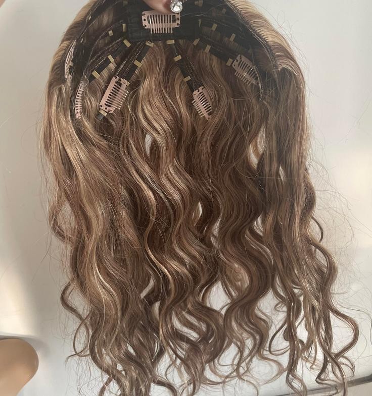 Wavy Hair Invisible Octopus Clips inRemy Human Handtied Butterfly Wefts Topper