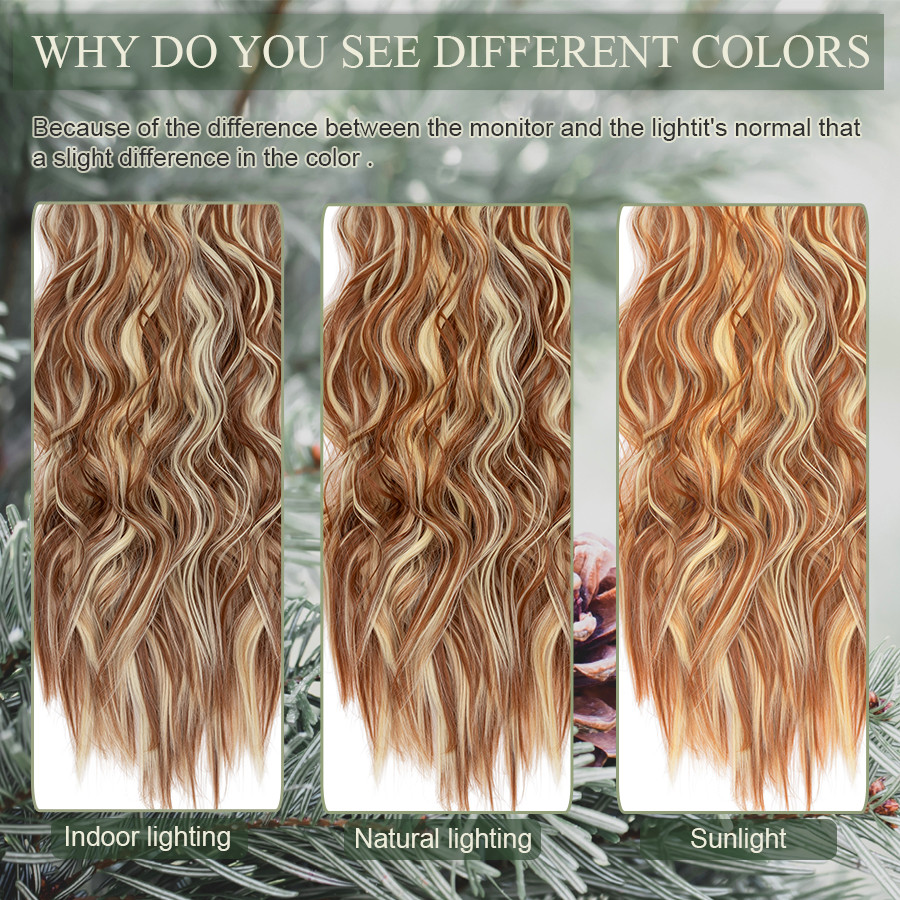 Natural Thick Full Head Balayage 4Pcs Clip in Hair Extensions Soft Hairpiece US