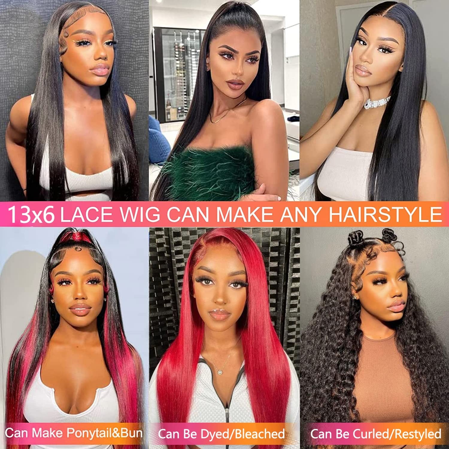 Human Hair Lace Front Wigs 28 Inch Straight HD Transparent 13×6 Glueless