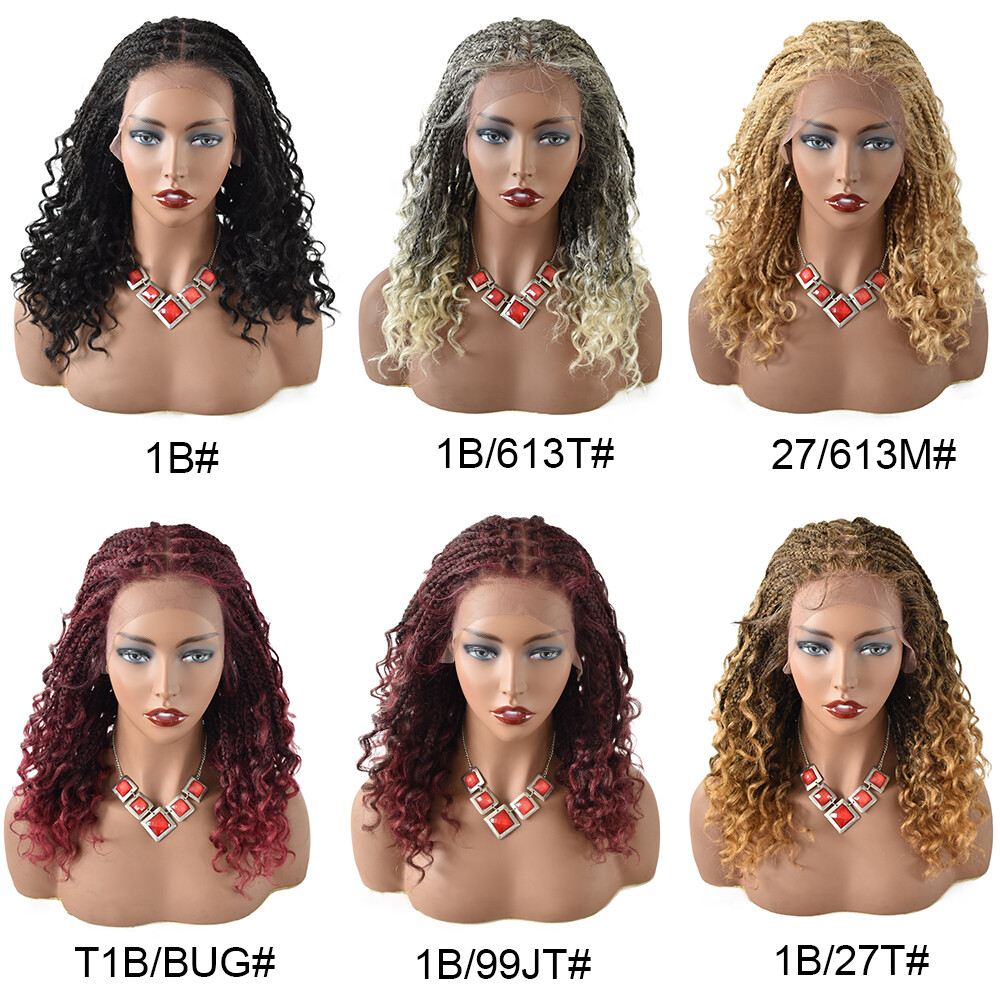 Lace Front Cornrow Hand Braided Lightweight Glueless Women Wig Synthetic Wavy US