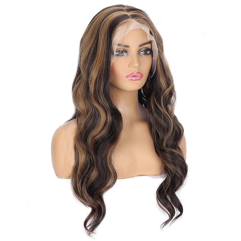 13×4 Front Lace Wig Piano Color Long Curly Synthetic Full Wig For Women Daily