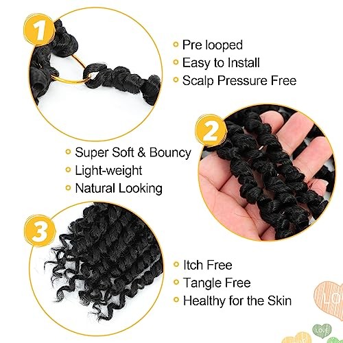 Passion Twist Hair 8 Inch 8 Packs, Pre Twisted Passion 8 Inch (Pack of 8) 1B#
