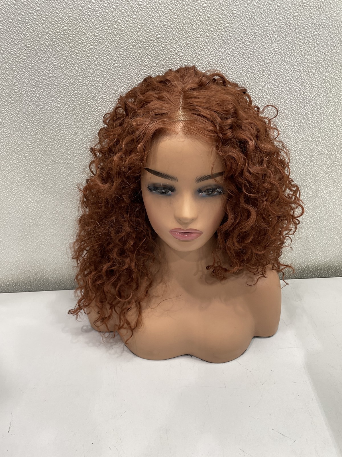Gorgius Reddish Brown Curly Synthetic Fiber Glueless Wig, 20″