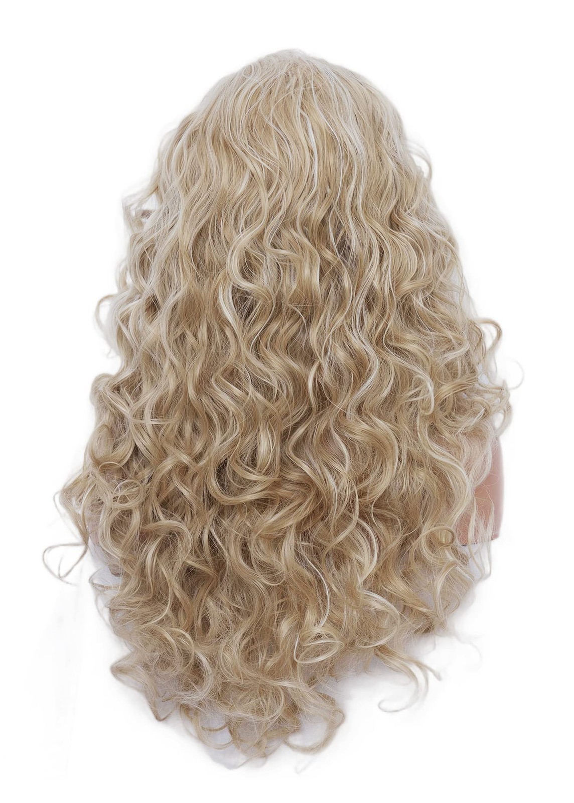 Long Wavy Wigs 28 Inches Natural Beige Mixed Blonde Synthetic Kinky Curly Hai…
