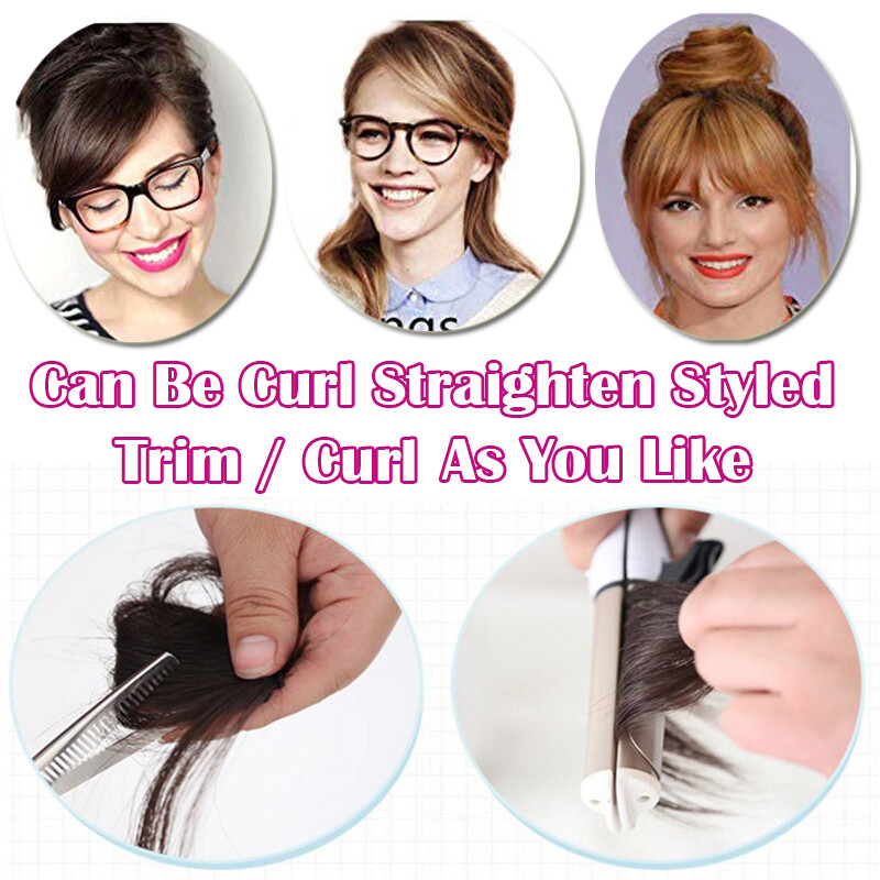 Women Real Remy Fringe Bangs Clip In Human Hair Extension Front Top Piece Blonde