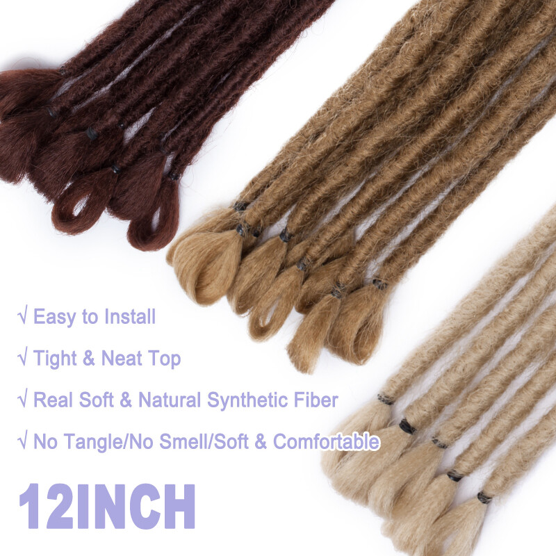 6″/12″ Dreadlocks Hippie Hair Extensions Handmade As Human Short Dreads Locs USA