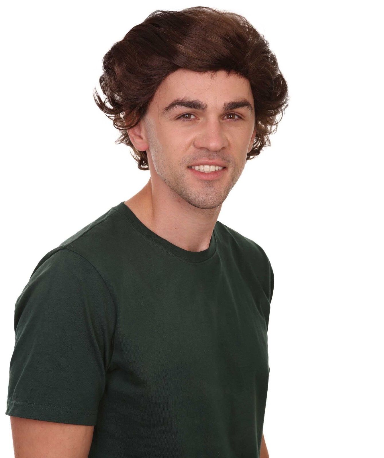 Curly Brown Mens Cosplay Halloween Wig | Premium Breathable Capless Cap HM-321