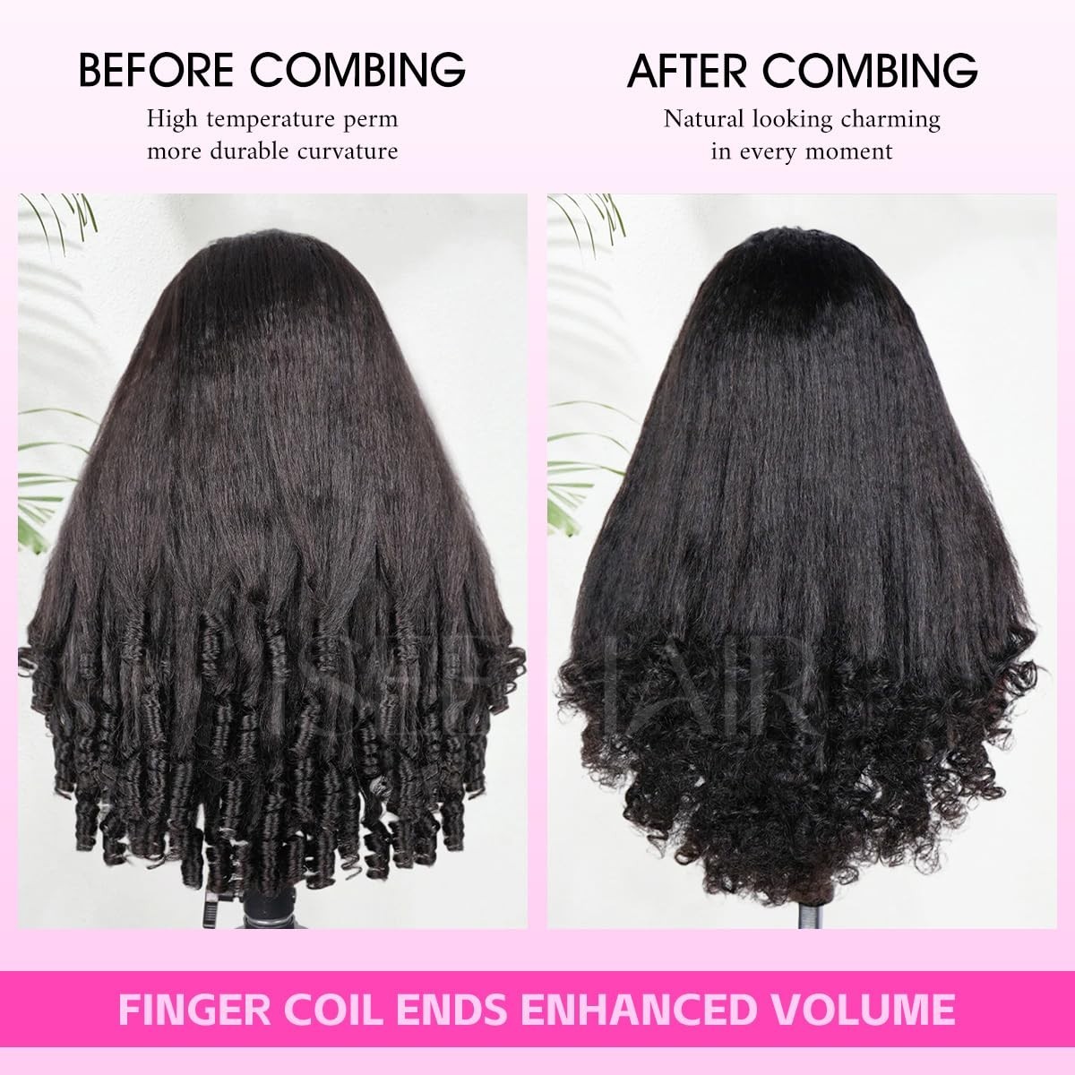 Kinky Straight Half Wig with Spiral Curly Ends – 22″ Glueless, Adjustable, 180%