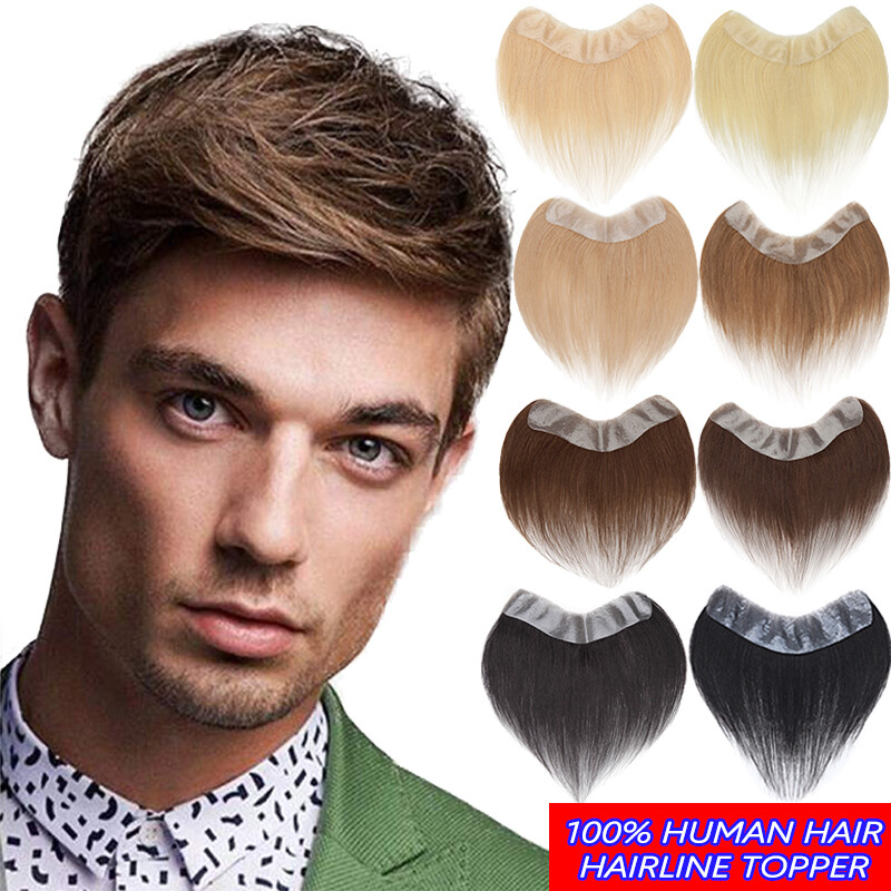 Men’s Hairline Toupee Real Remy Human Hair Frontal Hairline Skin PU Hairpiece