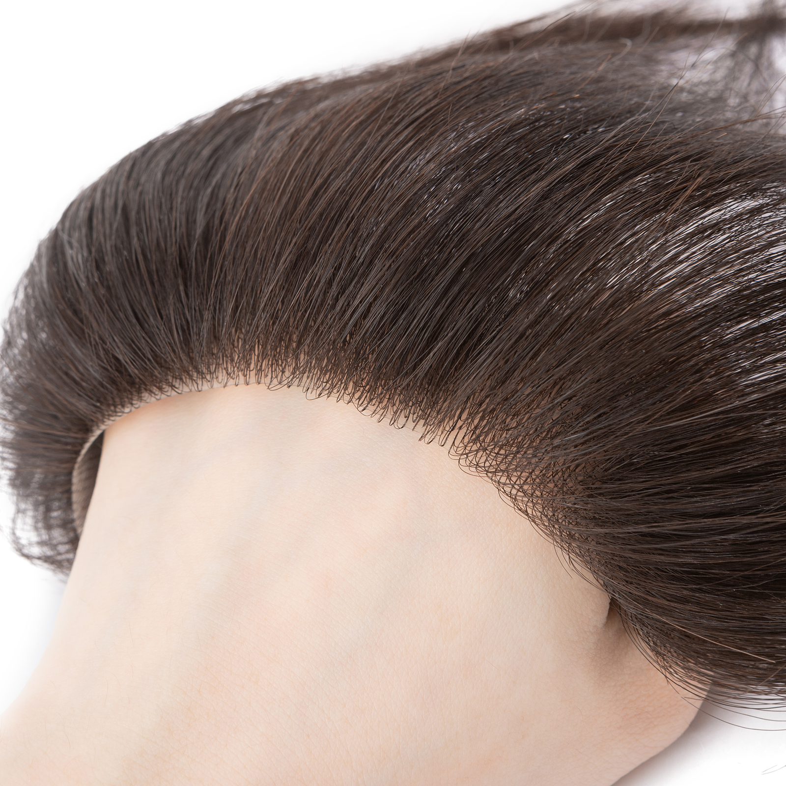 Mens Toupee Human Hair Replacement System V-loop Super Thin PU Skin Hairpiece US