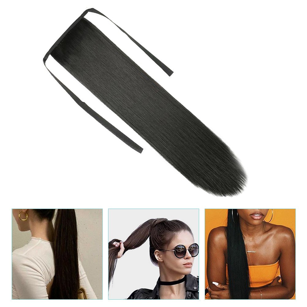 55 cm High Temperature Fiber Long Straight Ponytail Extension Wrap Around Hair