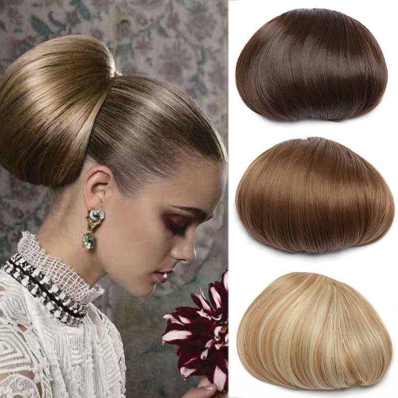 Straight Short Scrunchies as Hepburn Hair Bun Updo Extension Ponytail Hairpiece