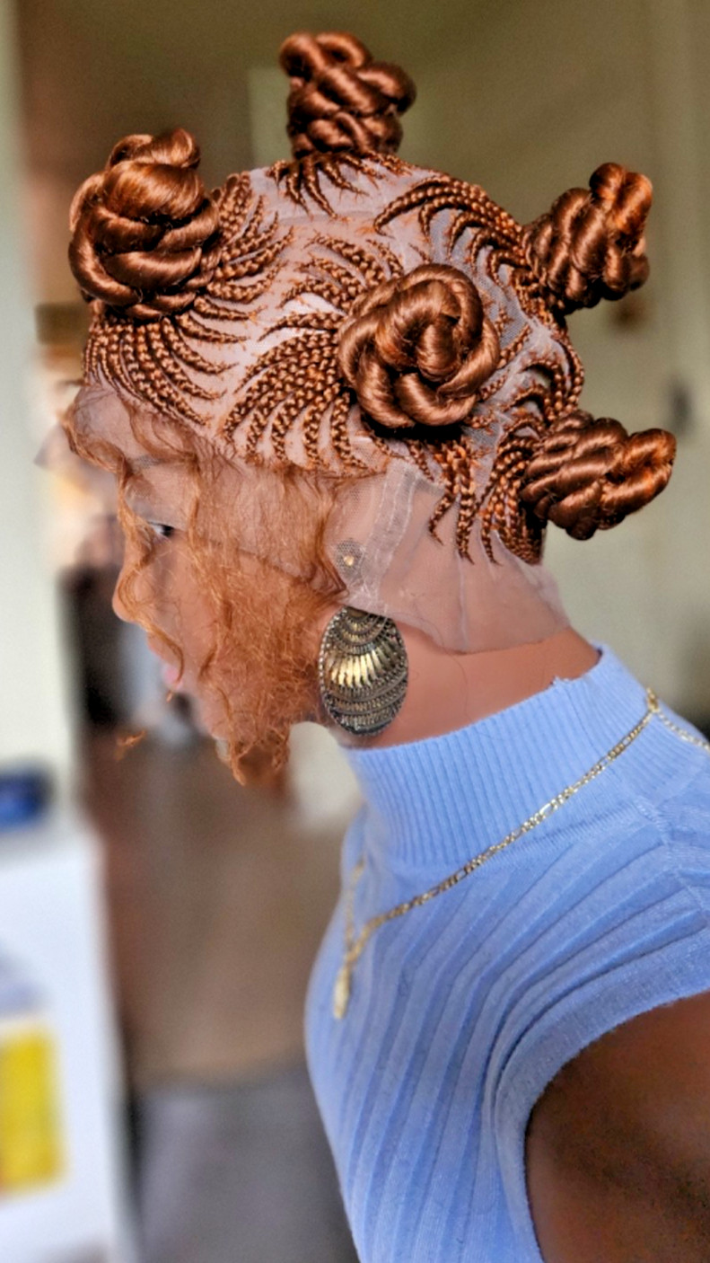 Handmade Bantu Knot Braided Full Lace Cornrow wig Brown