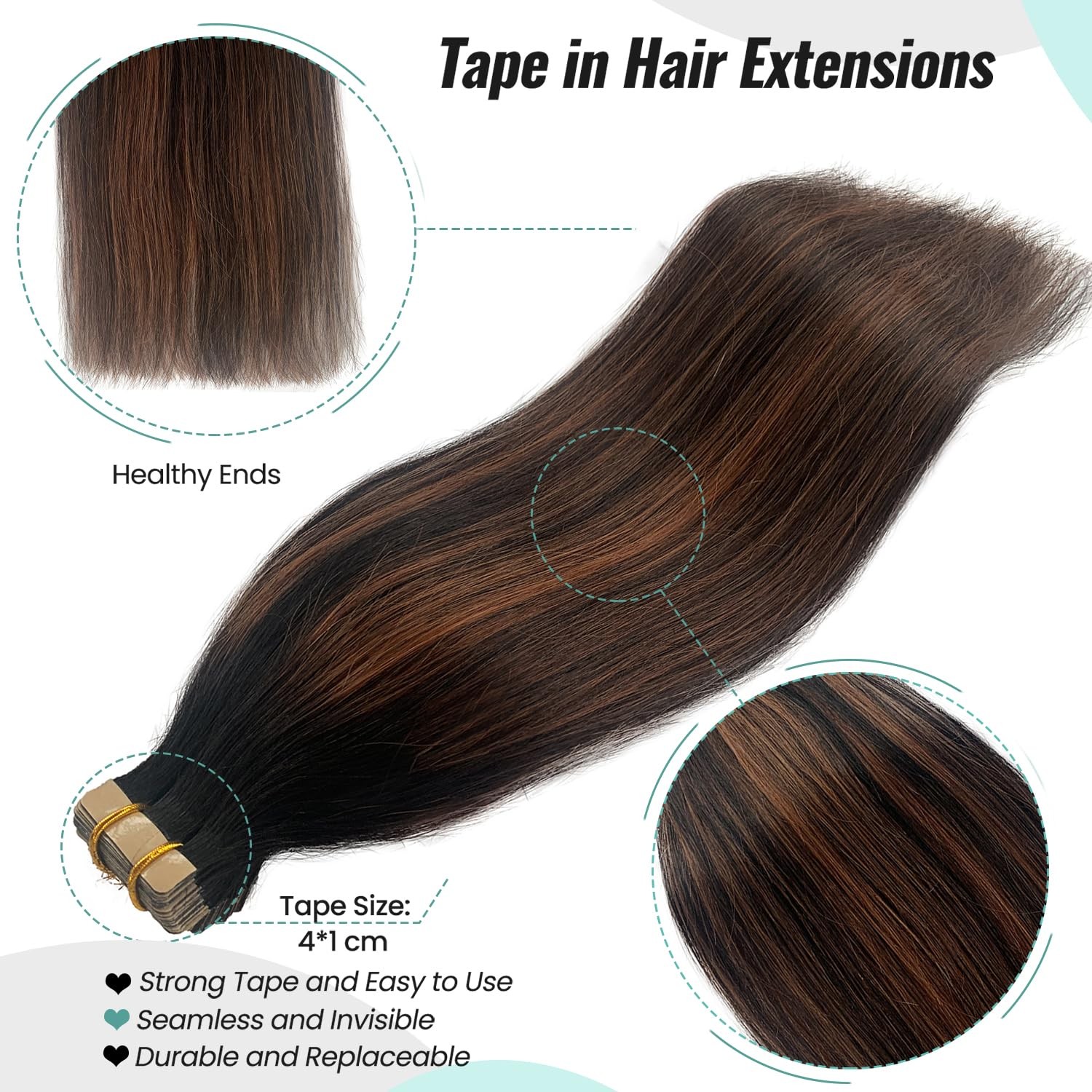 Licoville Tape In Hair Extensions Human Hair Balayage Natural Black To Light