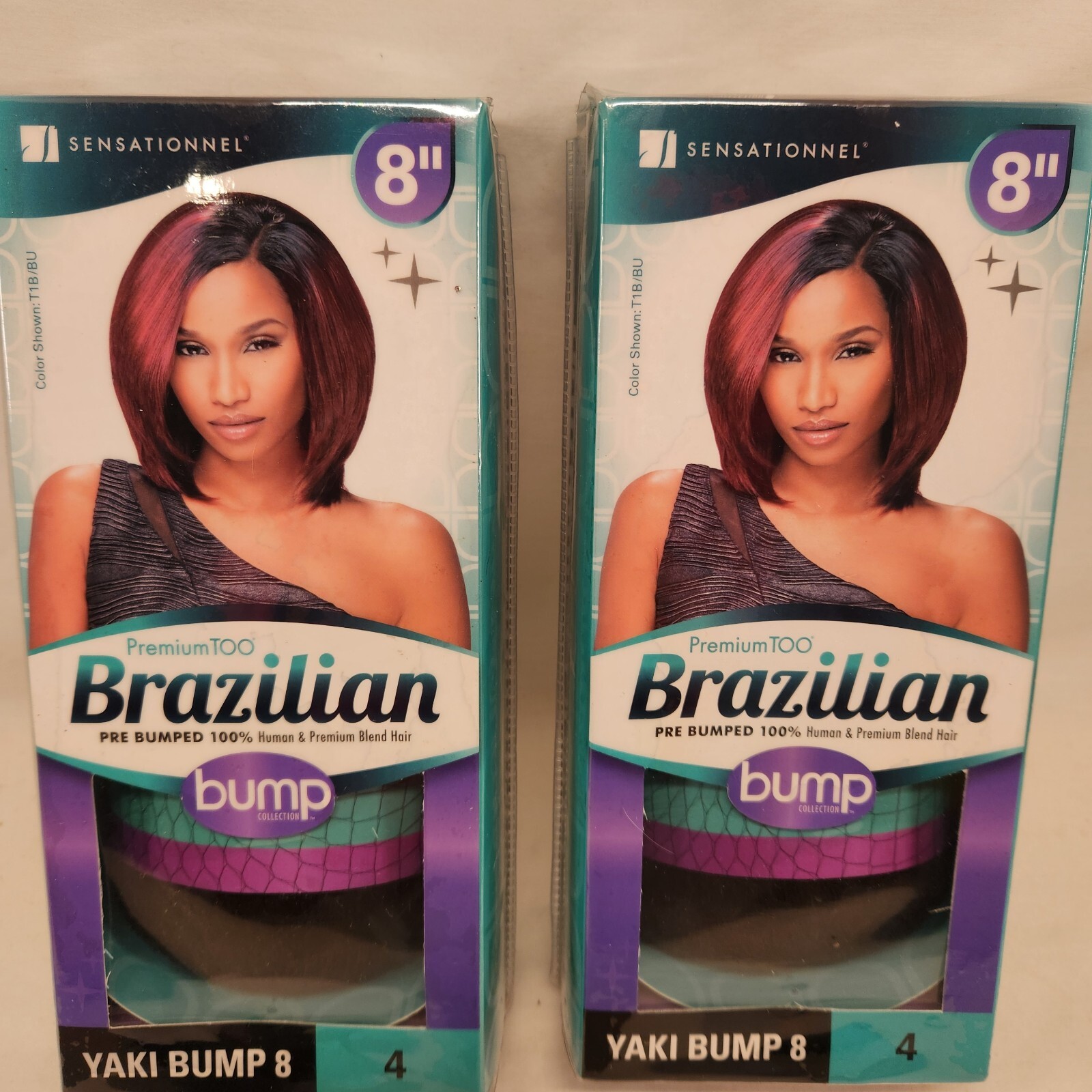 2 PACK Sensationnel 8″ Premiumtoo Brazlian Yaki Bump 8 Color T1B/BU Hair Blend