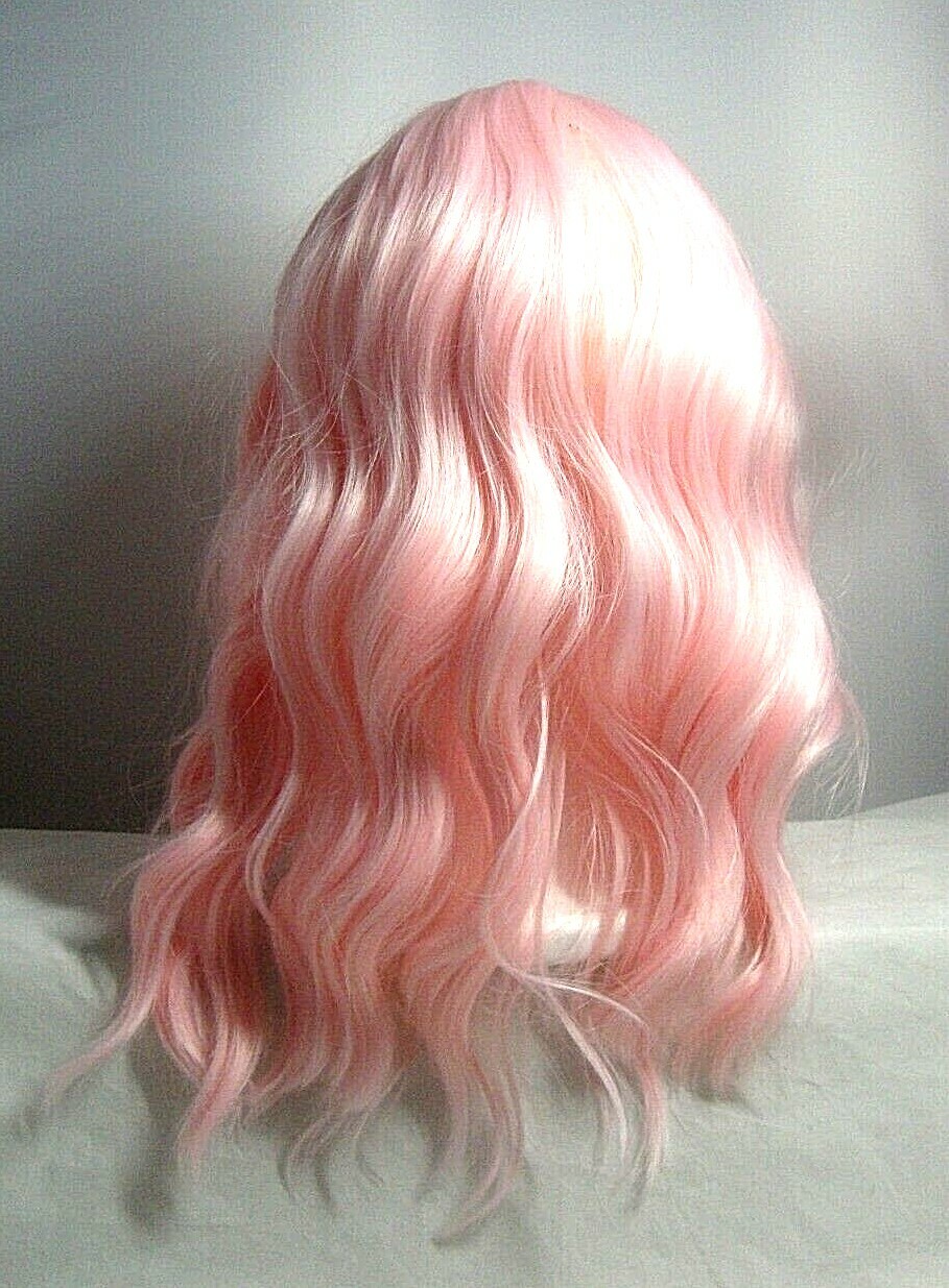 FAELBATY 14” Light Pink Wigs Curly Wavy Synthetic Wig