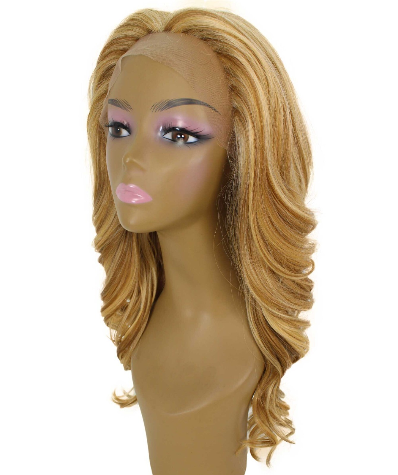 Wavy 21 in 4X4 Hand Tied Lace Front Wig, Strawberry Blonde Blend-BLT-0106-048