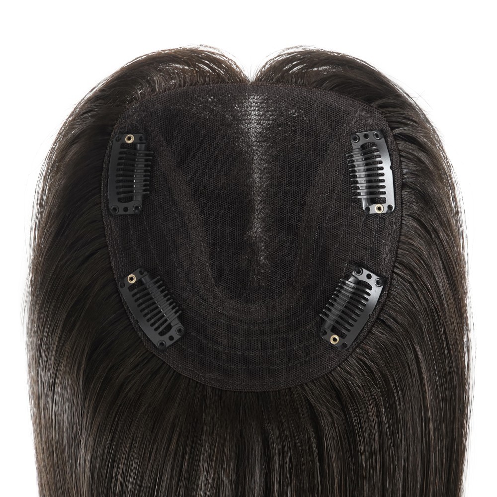 Womens Human Hair Replecement System Wig Durable Lace Wefted in sides Hairpiece