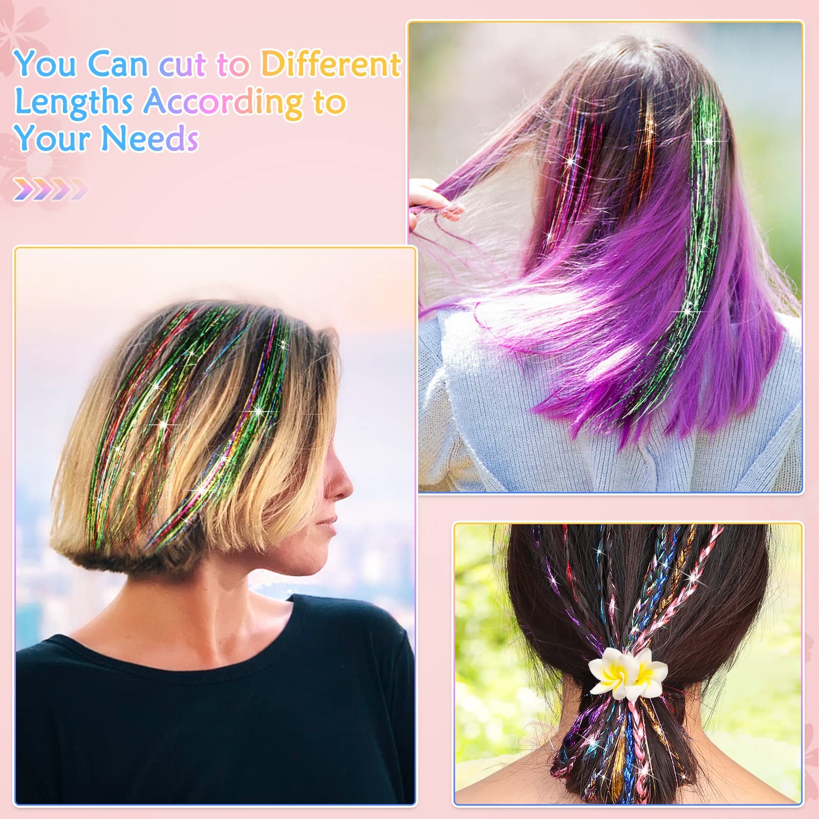 14 Colors 47 Inch, 14 2800 Strands with 200 Pcs Beads and 1 Set Tools