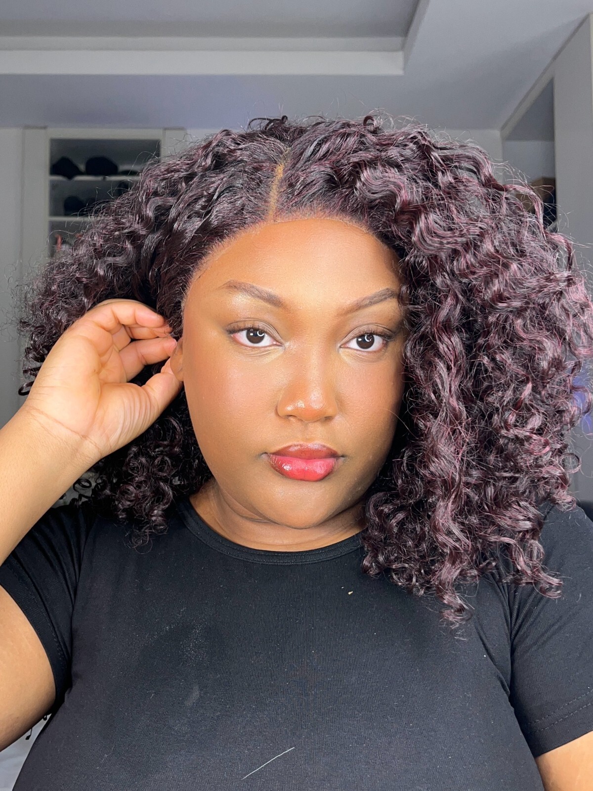 LUXLUXE Cara 4X4” Mid-part HD Lace Front Medium Length Curly Natural Loo BL-0154