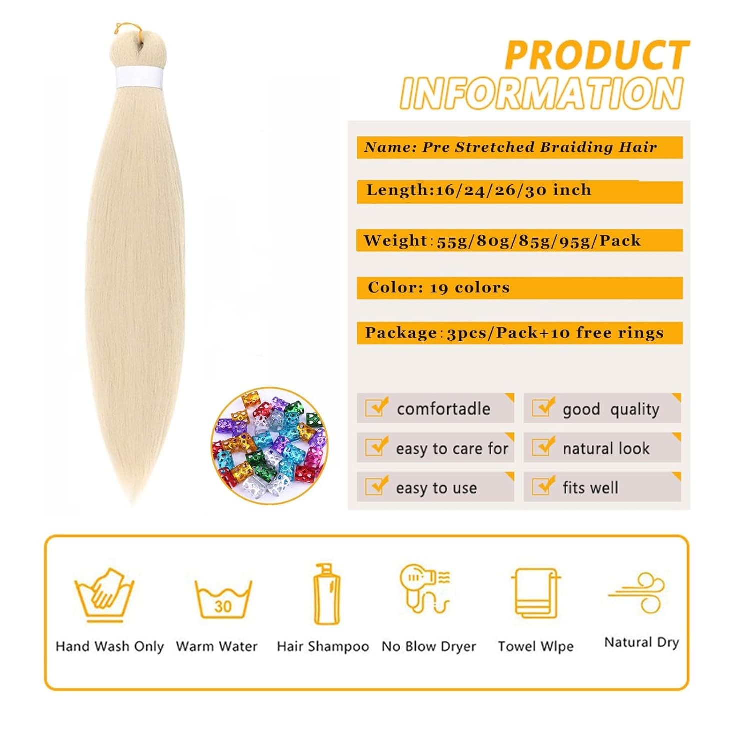24 inch Pre-Stretched Knotless Braids in Blonde, 3 Pack – Effortless Elegance