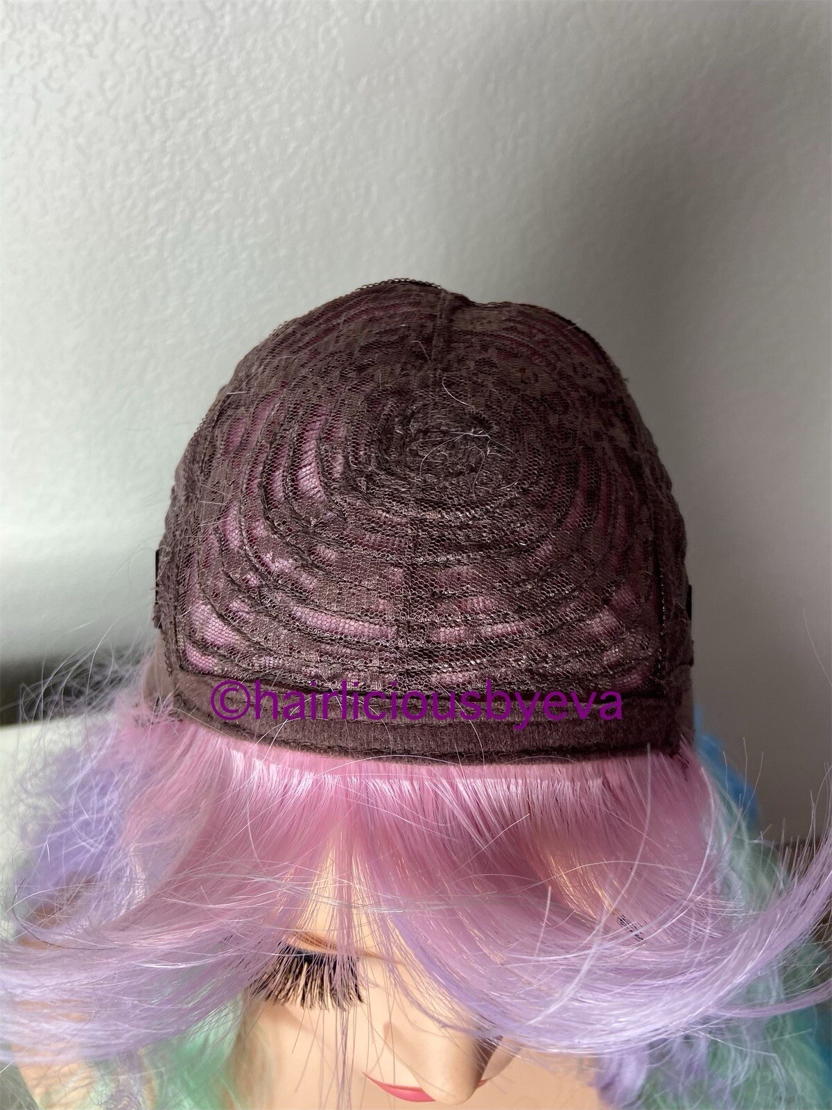 Pastel rainbow wig with bangs 24 inch long heat ok wavy